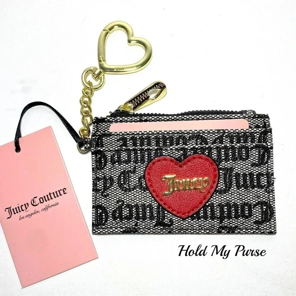 Juicy Couture Love Actually Mini Wallet Card & Coin Case Keychain Bag Charm NWT